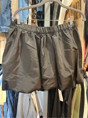 Express Black Satin Bubble-Hem Mini Skirt